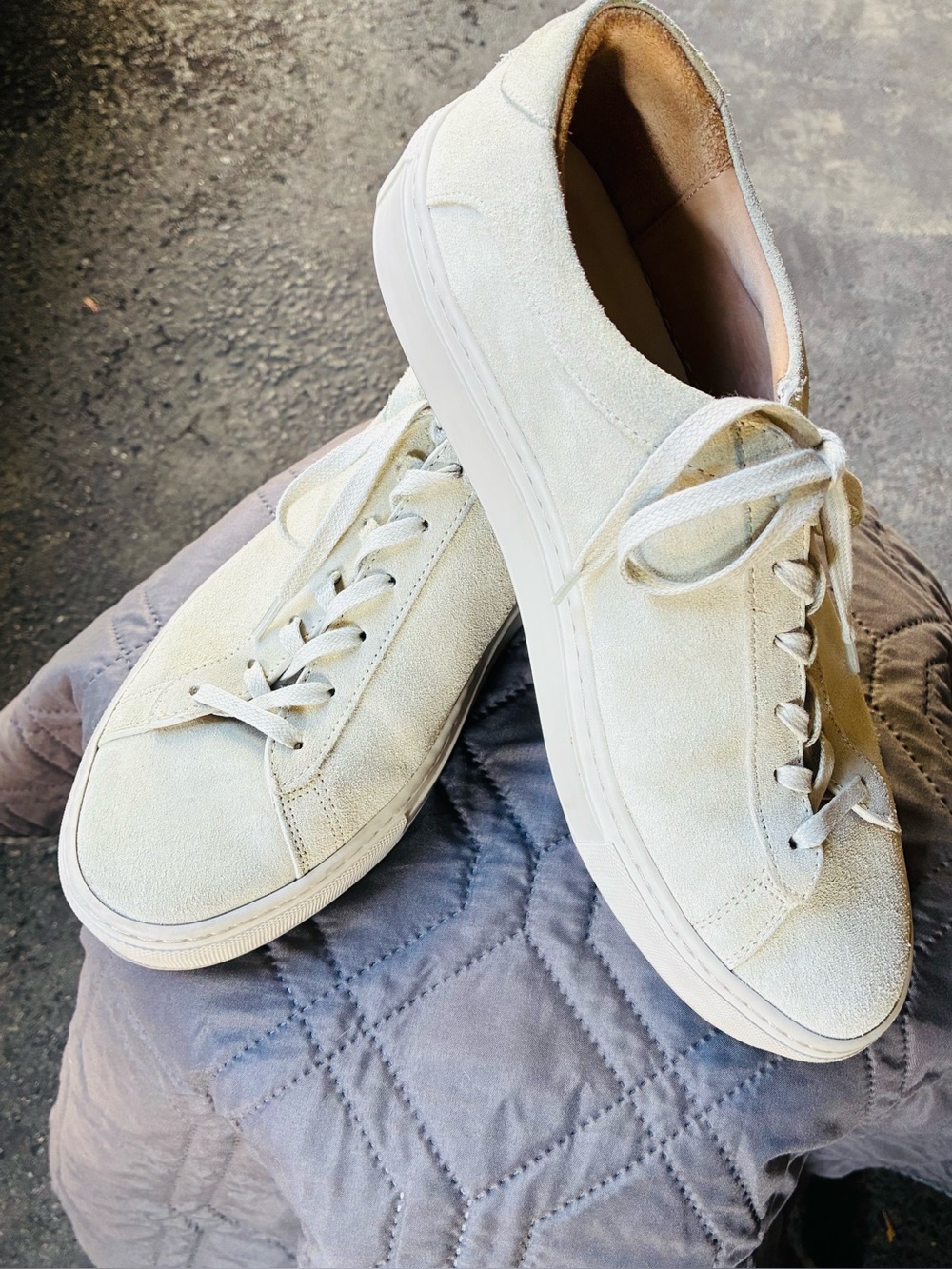 KOIO Moonlight White Suede Sneakers, size 8